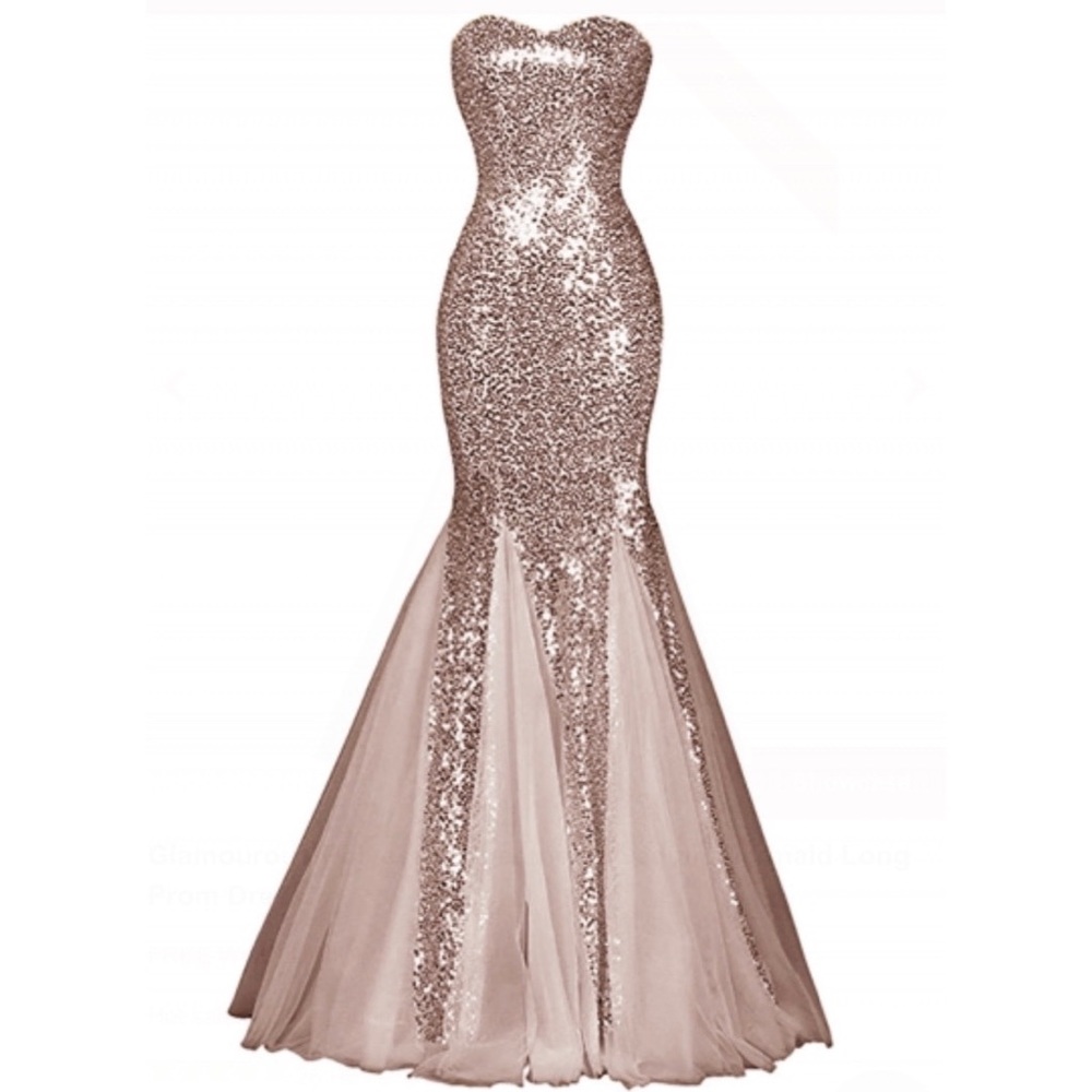 Rose gold sequin prom dress